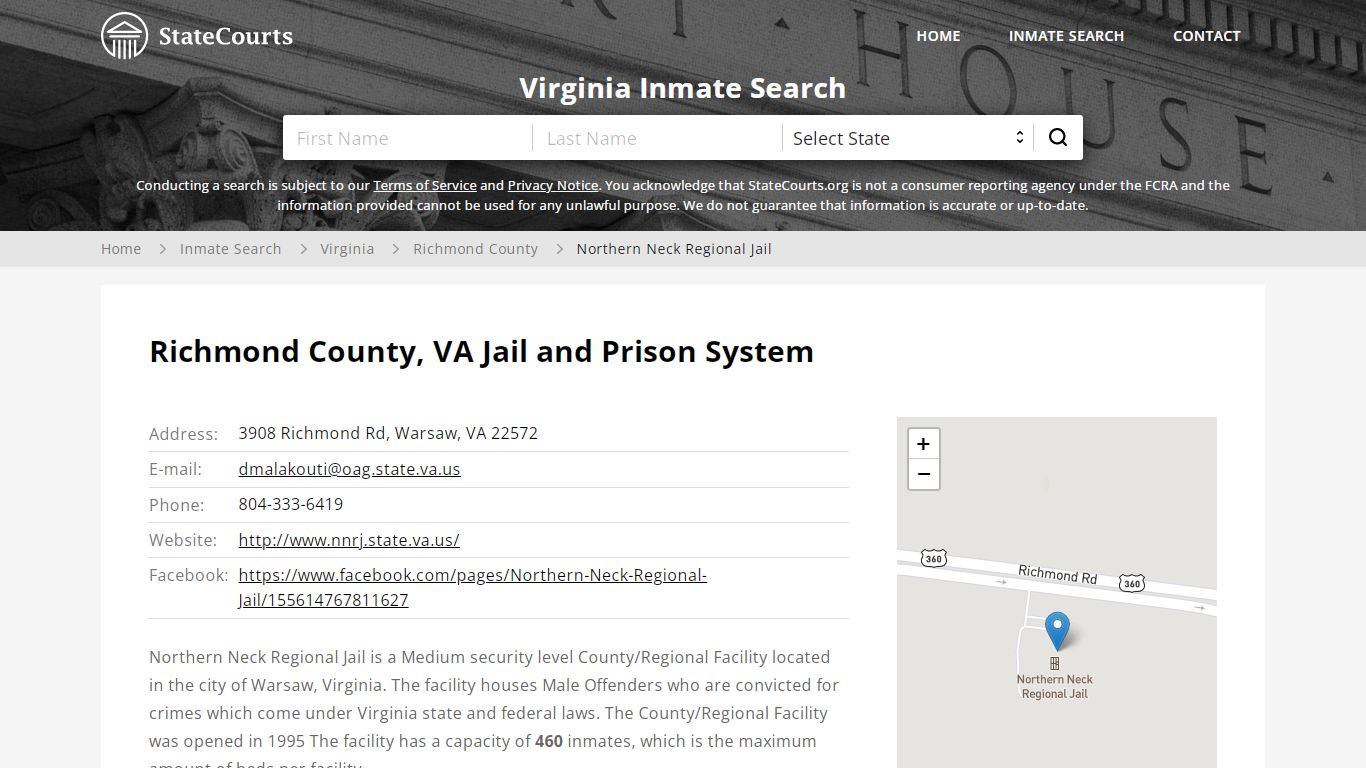 Northern Neck Regional Jail Inmate Records Search, Virginia - StateCourts